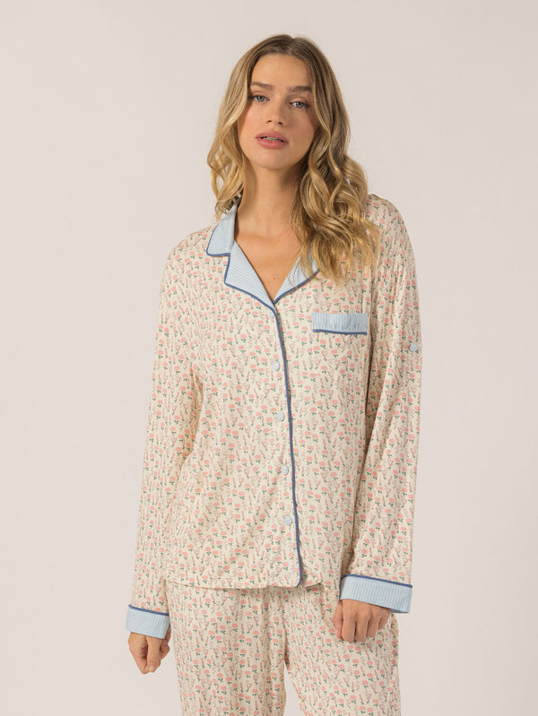 Keleigh Teller Women's Rose PJ Long Sleeve Set (Hydrangea)